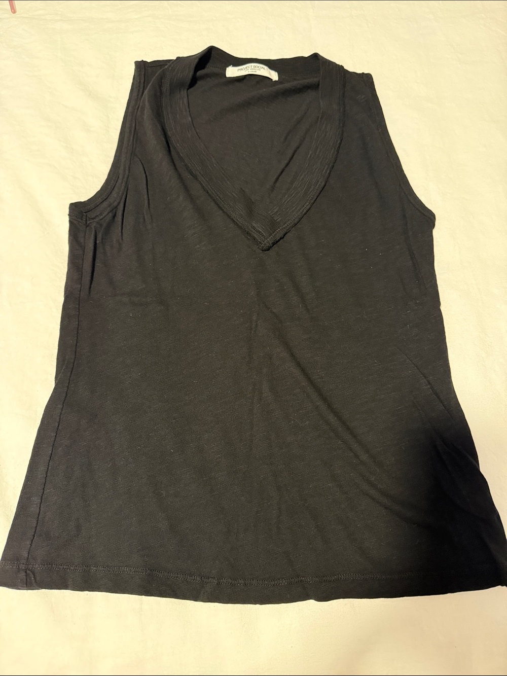 Project Social T Black V-Neck Sleeveless Tank Top Size XS
